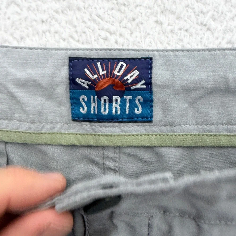 Faherty Mens All Day Shorts Grey Stretch Hybrid Quick Dry Size 35 Casual Summer